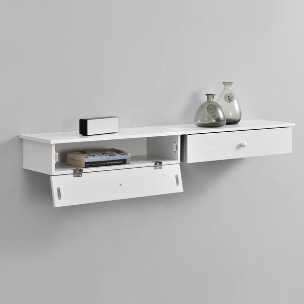 Wandregal Larvik mit Staufach Dunkelgrau en.casa