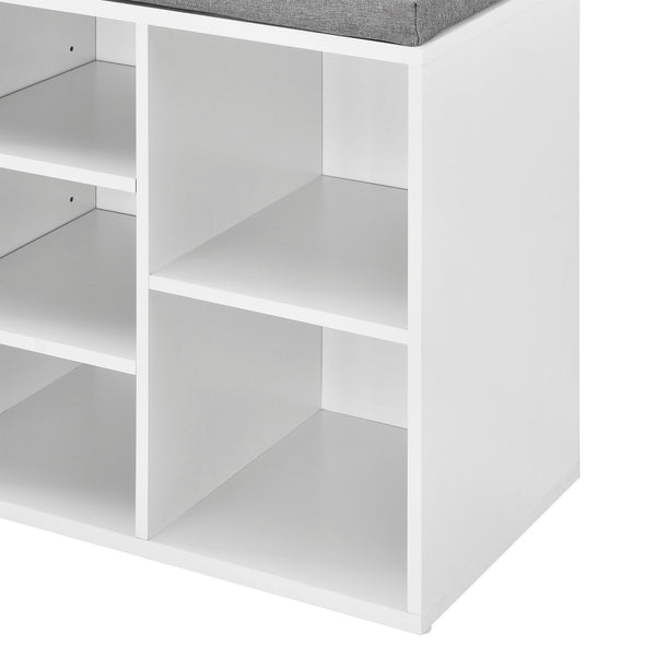 Schuhregal Ymir 103x30x48 cm 10 Ablageflächen Sitzbank Weiß/Grau en.casa