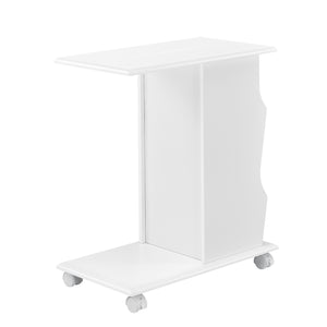 Beistelltisch Kungälv 53x30x63 cm Rollen und Staufächer Weiß en.casa