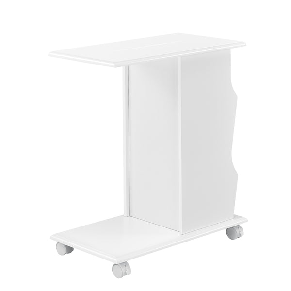 Beistelltisch Kungälv 53x30x63 cm Rollen und Staufächer Weiß en.casa
