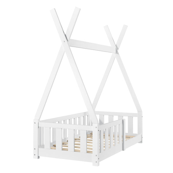 Kinderbett Helsingborg mit Matratze 70x140 cm Weiß [en.casa]