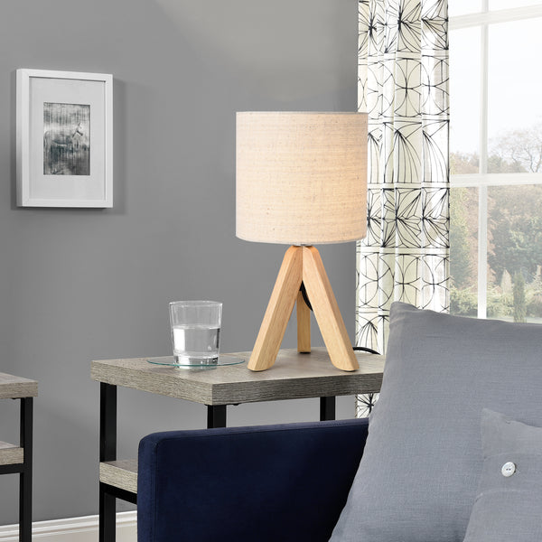 Tischleuchte Koblenz E14 Max. 40W mit Holzfüßen Beige lux.pro
