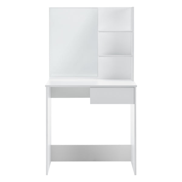 Frisierkommode Rustenburg 141x75x40 cm mit Spiegel und Schublade Weiß en.casa