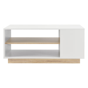 Couchtisch Trelleborg 100x60x46 cm mit 2 Ablagen Weiß/Eiche en.casa