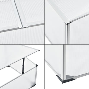 Frühbeet Hoorn mit Zweigeteiltem Dach 100x60x40 cm Aluminium Polycarbonat en.casa