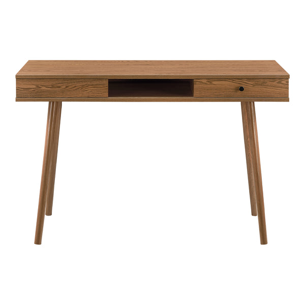 Schreibtisch Habo mit Ablage und Schublade 115x48x74cm Dunkler Holzton en.casa