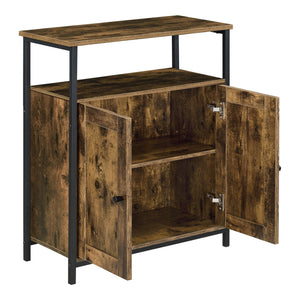 Beistelltisch Aremark 79x60x30cm mit Schrankfächer Dunkler Holzton [en.casa]