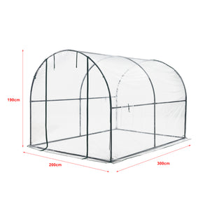 Gewächshaustunnel Grünwald 200x300x190cm PVC Transparent [en.casa]