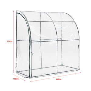 Wand-Gewächshaus Juta 100x200x215cm PVC Folie Transparent [en.casa]