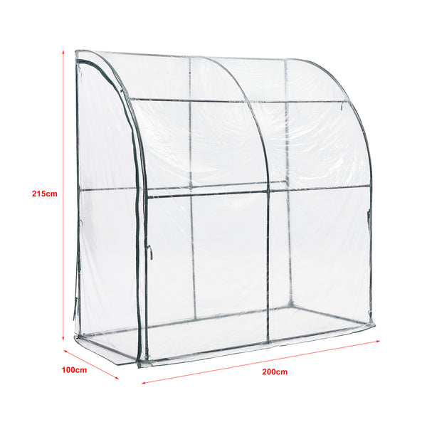 Wand-Gewächshaus Juta 100x200x215cm PVC Folie Transparent [en.casa]