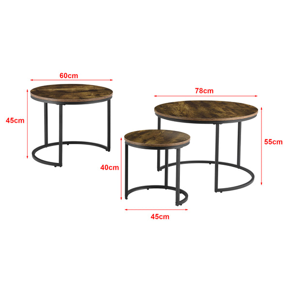 Couchtischset Arvidsjaur 3er Set Dunkler Holzton [en.casa]