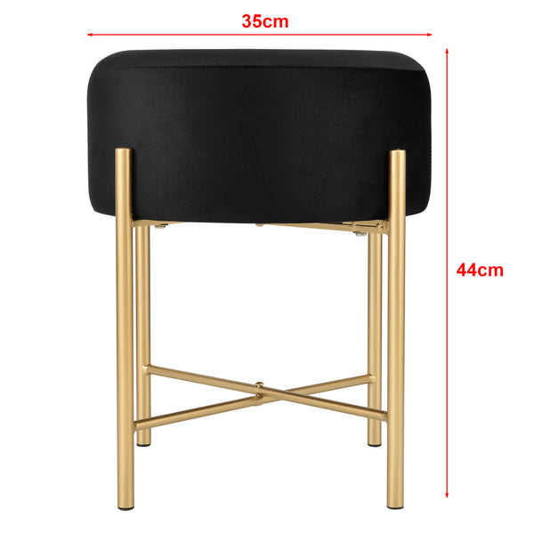 Sitzhocker Kungälv Polsterhocker bis 100 kg Schwarz/Messingfarben [en.casa]
