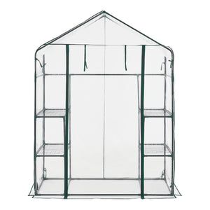 Gewächshaus Hoorn mit Ablagen 140x73x195cm Transparent [en.casa]
