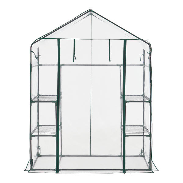Gewächshaus Hoorn mit Ablagen 140x73x195cm Transparent [en.casa]