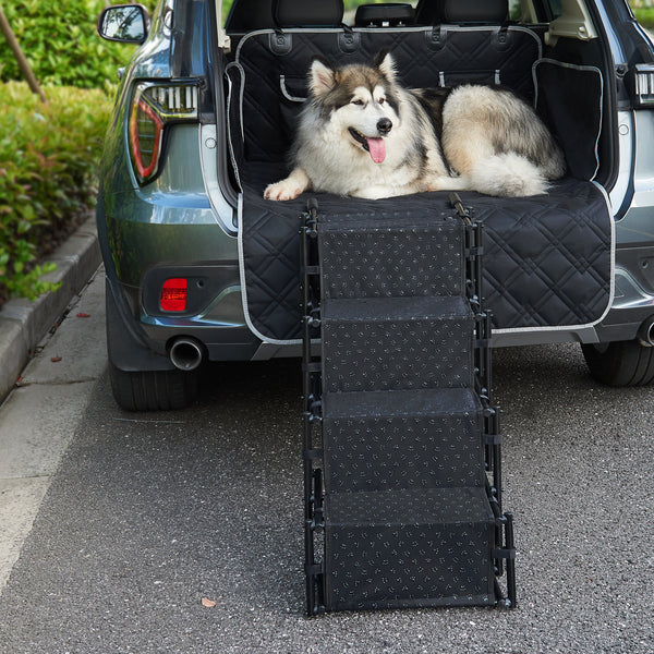 Hundetreppe Colchester 4-stufig bis 55 kg Metall/Polyester [en.casa]