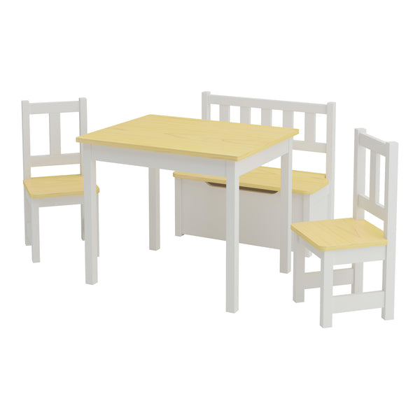 Kindertischset Lousame Kiefernholz Natur / Weiß [en.casa]