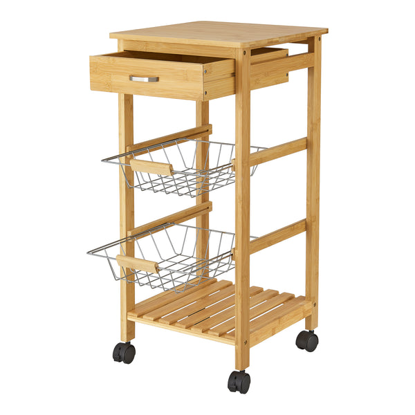 Bambus Küchenwagen Stenungsund mit Schublade 76x36x36cm [en.casa]