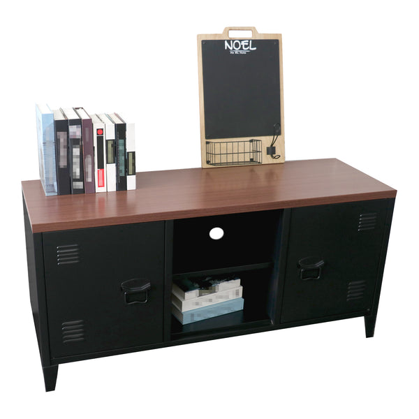 Fernsehtisch Pälkäne 58 x 113 x 40 cm Schwarz / Holzoptik [en.casa]