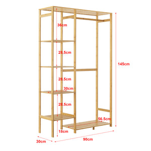 Garderobenständer Eurajoki 139x100x40 cm Bambus Natur [en.casa]