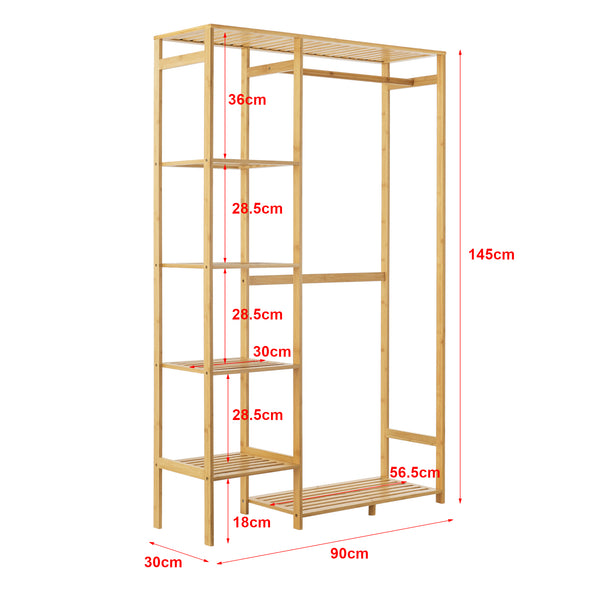 Garderobenständer Eurajoki 139x100x40 cm Bambus Natur [en.casa]