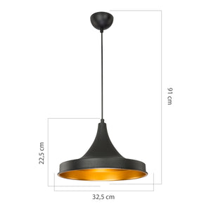 Hängeleuchte Bamber Bridge 22,5 x 32,5 cm 1-flammig Schwarz / Messingfarben [lux.pro]