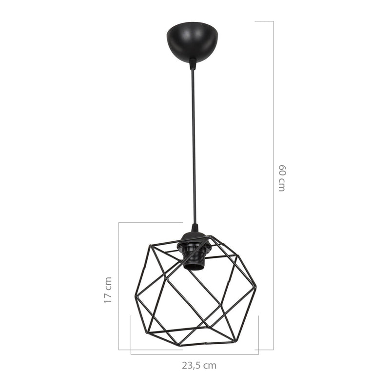 Maßskizze Hängeleuchte Brentwood E27 Metall Schwarz [lux.pro]