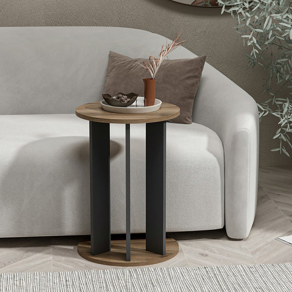 Beistelltisch Frederiksberg 64x34 cm Walnussoptik / Anthrazit [en.casa]