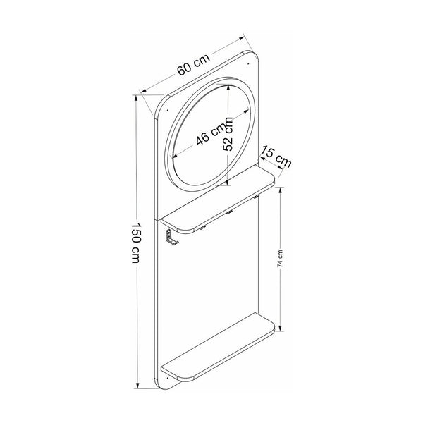 Garderobenpaneel Helsinge mit Spiegel 150x60x15 cm Schwarz [en.casa]