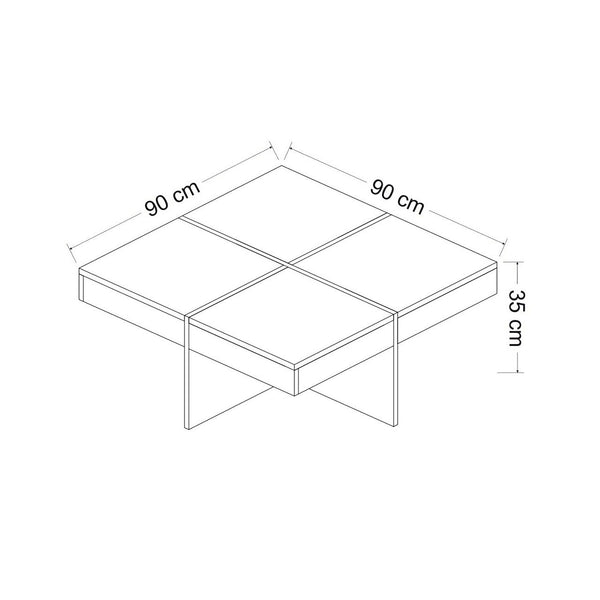 Couchtisch Fjerritslev 35x90x90 cm Marmoroptik Schwarz [en.casa]