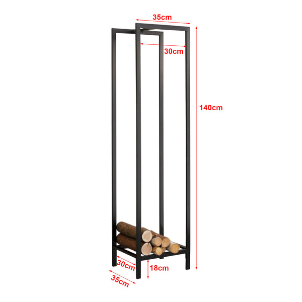Kaminholzregal Taarbæk 140x35x35cm Schwarz [en.casa]