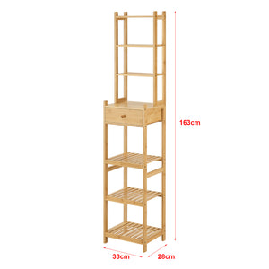 Standregal Siilinjärvi aus Bambus 163 x 33 x 28 cm bis 5 kg Natur [en.casa]