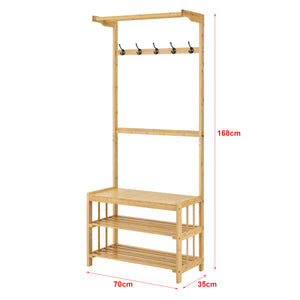 Garderobenständer Tornio 168 x 70 x 35 cm aus Bambus Natur [en.casa]