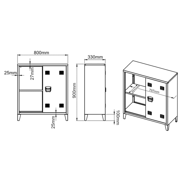 Metallschrank Oripää - 90x80x33cm - Pastellgrün