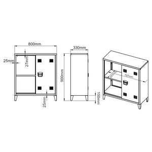 Metallschrank Oripää - 90x80x33cm - Dunkelgrau