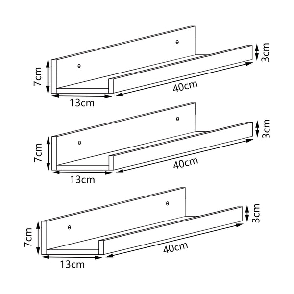 Wandregalset Gildeskål 3er Set 40x13x7cm Bambus [en.casa]