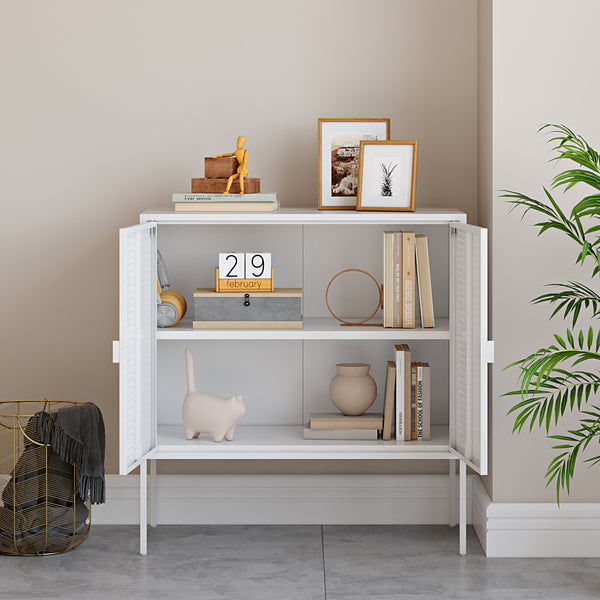 Sideboard Castelli 82,5 x 80 x 40 cm Weiß Stahl [en.casa]