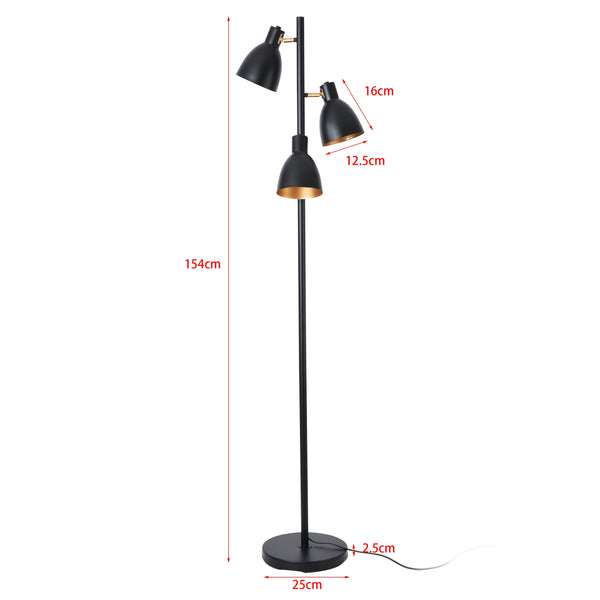 Stehlampe Witney 3-flammig Schwarz / Goldfarben [lux.pro]