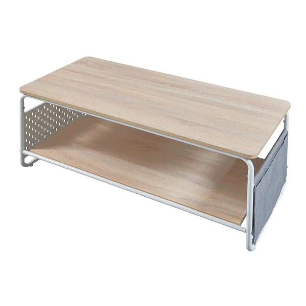 Couchtisch Dyrøy 100x50x43cm Weiß/Eiche [en.casa]