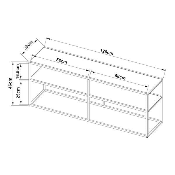 Fernsehtisch Solund 120x30x46cm Schwarz [en.casa]