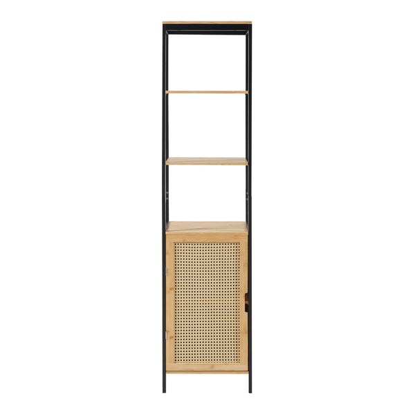 Hochschrank Tervola 172x40x35cm Bambus Schwarz [en.casa]