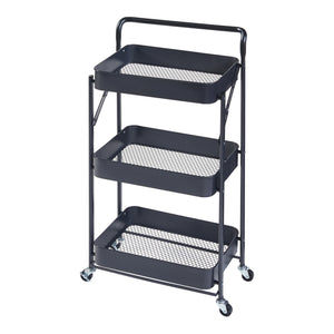 Rollwagen Vörå mit 3 Ebenen 88x45x30cm Schwarz [en.casa]