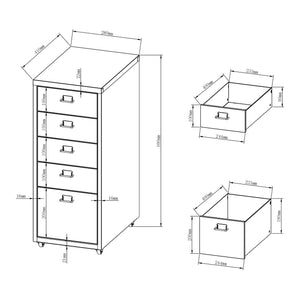 Rollcontainer Kökar mit 5 Schubladen 69x28x41 cm [en.casa]