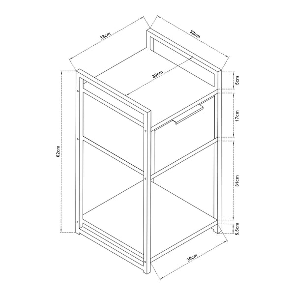 Beistelltisch Namsskogan 62x33x32cm Walnussoptik [en.casa]