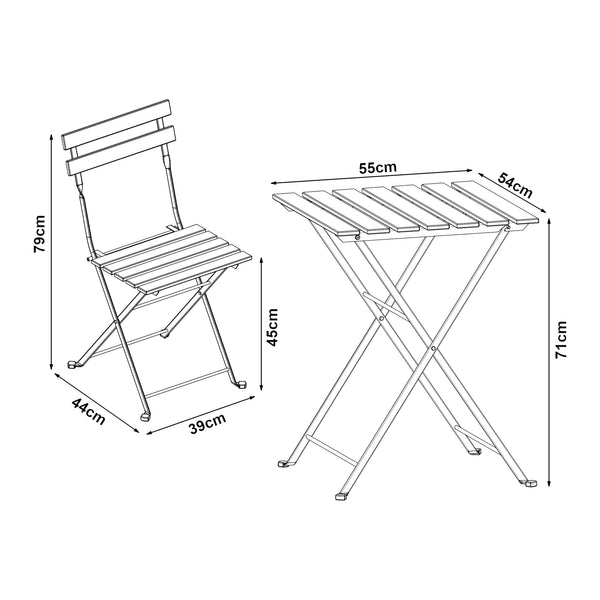 Bistroset Bovino 3-tlg. Akazienholz [casa.pro]