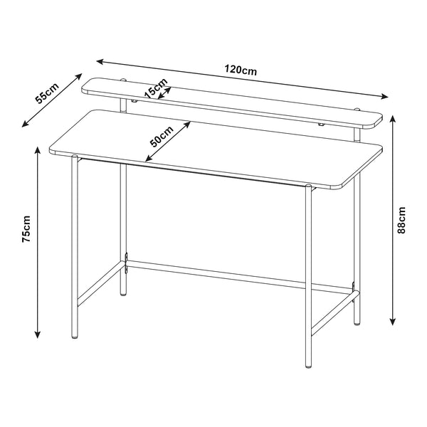 Schreibtisch Samnanger 120x55x88 cm Schwarz [en.casa]