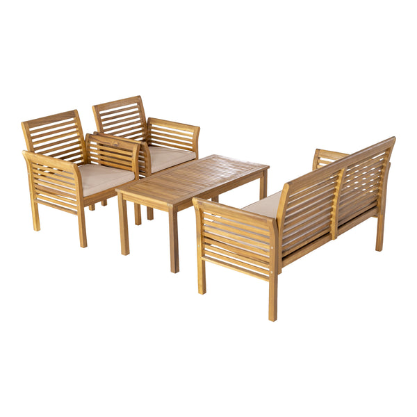 Gartenmöbelset Candela 4-tlg. Akazienholz Holzfarben [casa.pro]