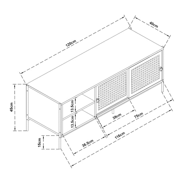 TV Schrank Tysnes 120x40x45 cm Eichenoptik/Schwarz [en.casa]