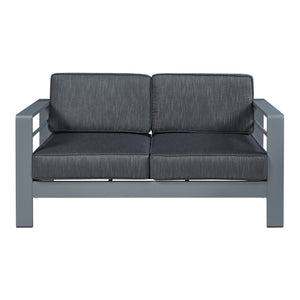 2-Sitzer Outdoor-Sofa Avise Aluminium Dunkelgrau [casa.pro]
