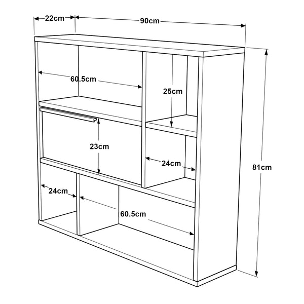 Wandregal Kvænangen 90x22x81cm Eiche/Rattanoptik [en.casa]
