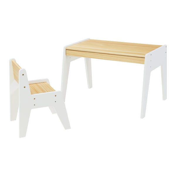 Kinderschreibtisch mit Stuhl Skinnskatteberg Holz/Weiß [en.casa]